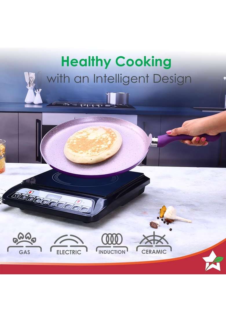 Wonderchef Royal Velvet Non-Stick Dosa Tawa Dosa Pan for Kitchen | 28 cm | 11 Inch | Induction Compatible | PFOA Free | Non-Toxic - Indya