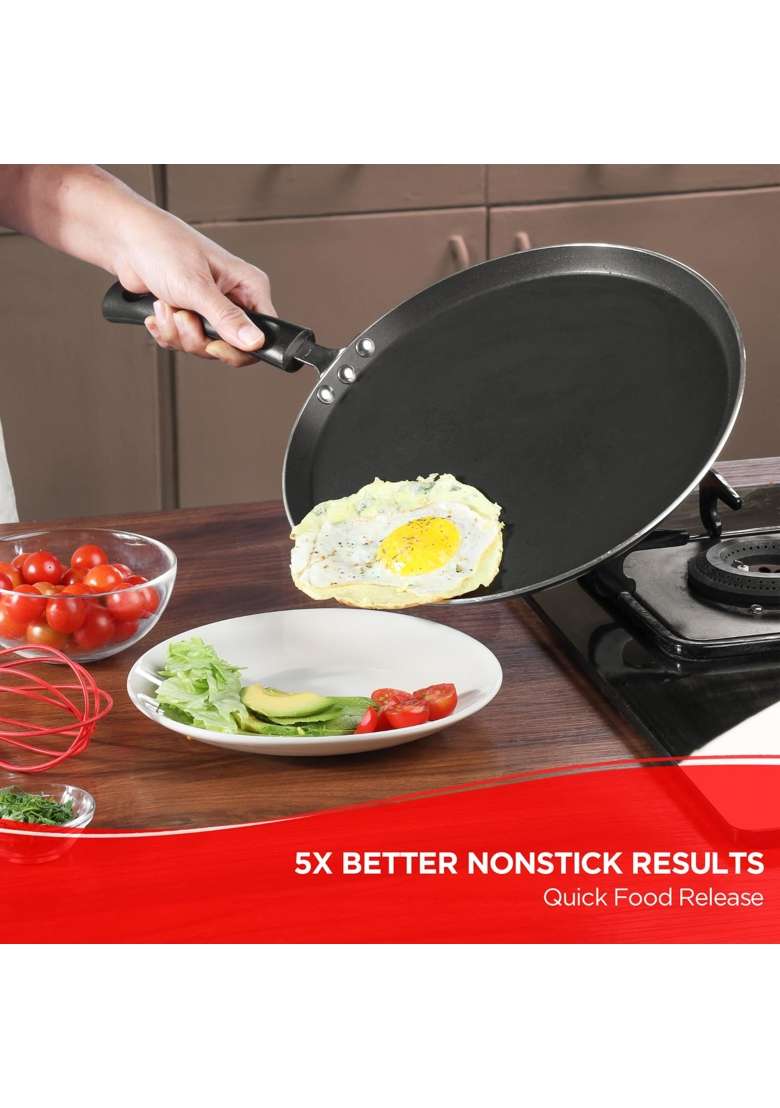 Vinod Zest Aluminium Non Stick Dosa Omni Tawa Flat Griddle | 25 cm | 9.8 Inch | Non-Toxic - Indya