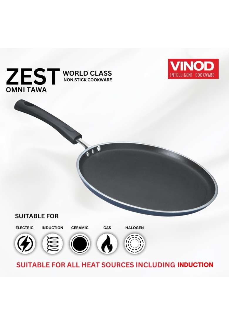 Vinod Zest Aluminium Non Stick Dosa Omni Tawa Flat Griddle | 25 cm | 9.8 Inch | Non-Toxic - Indya