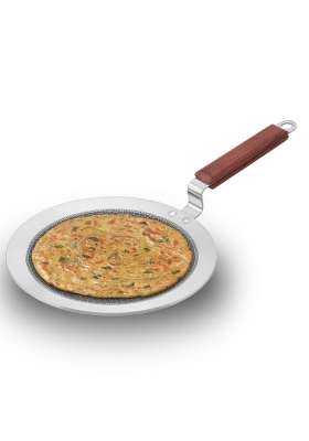 Hawkins Paratha Tava Flat Griddle Triply Stainless Steel Shielded Nonstick Tawa with Rosewood Handle | 24 cm | 9.4 Inch | Induction Compatible
