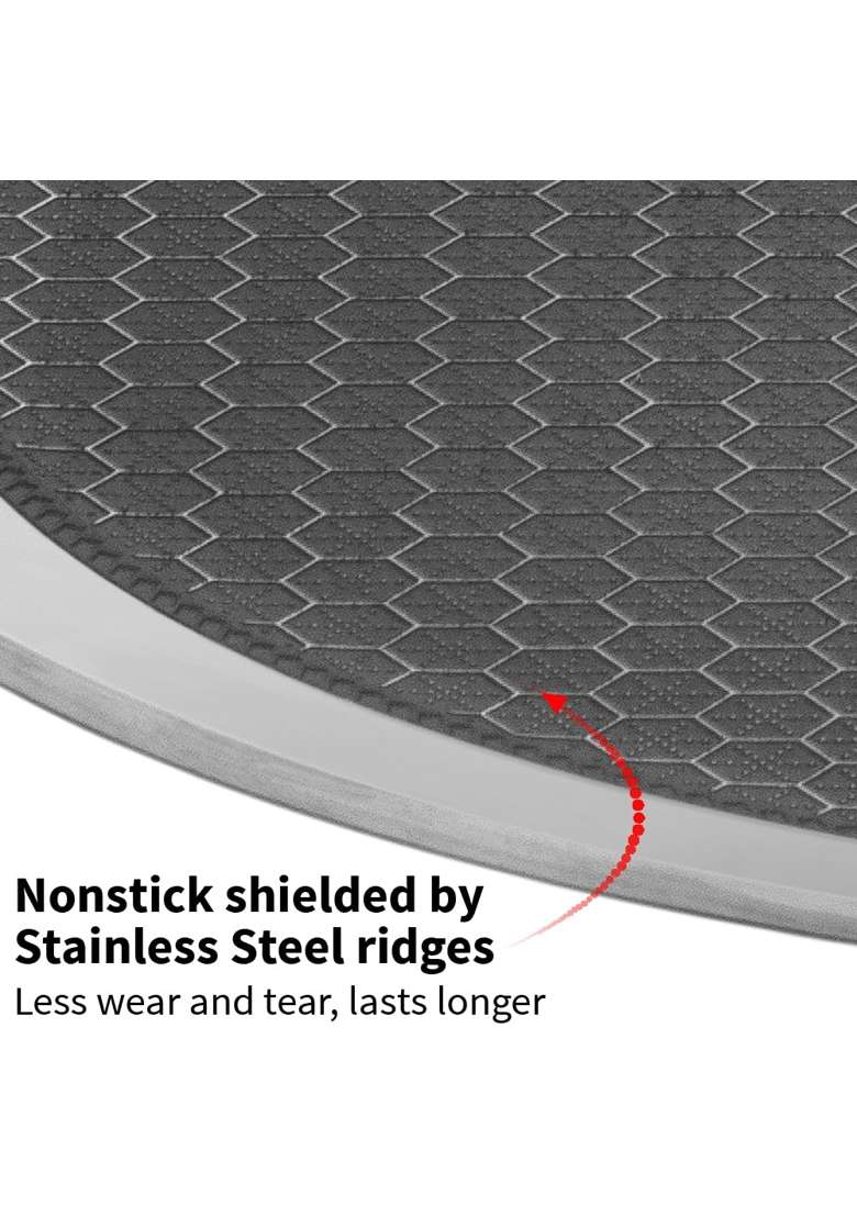 Hawkins Paratha Tava Flat Griddle Triply Stainless Steel Shielded Nonstick Tawa with Rosewood Handle | 24 cm | 9.4 Inch | Induction Compatible - Indya