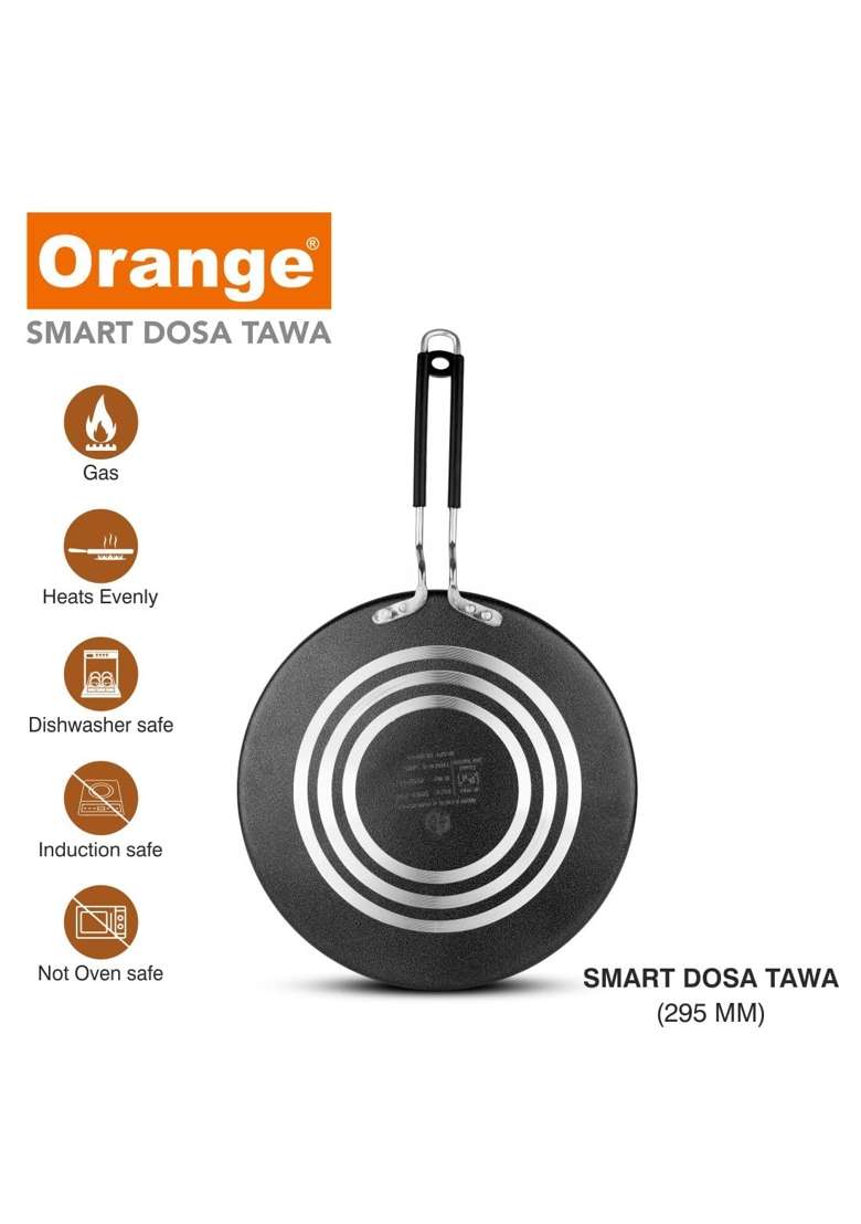Orange Aluminium Non-Stick Smart Dosa Tawa Dosa Pan Flat Tawa Paratha Uttapam Tawa | 29.5 cm | 11.6 Inch - Indya