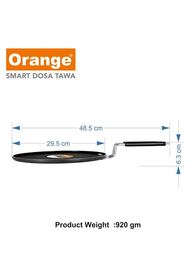 Orange Aluminium Non-Stick Smart Dosa Tawa Dosa Pan Flat Tawa Paratha Uttapam Tawa | 29.5 cm | 11.6 Inch - Indya
