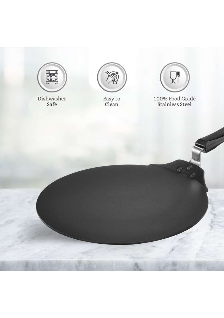 Solimo Amazon Brand Solimo Dosa Tawa Dosa Pan | 33 cm | 13 Inch | Dishwasher Safe | Non-Stick - Indya
