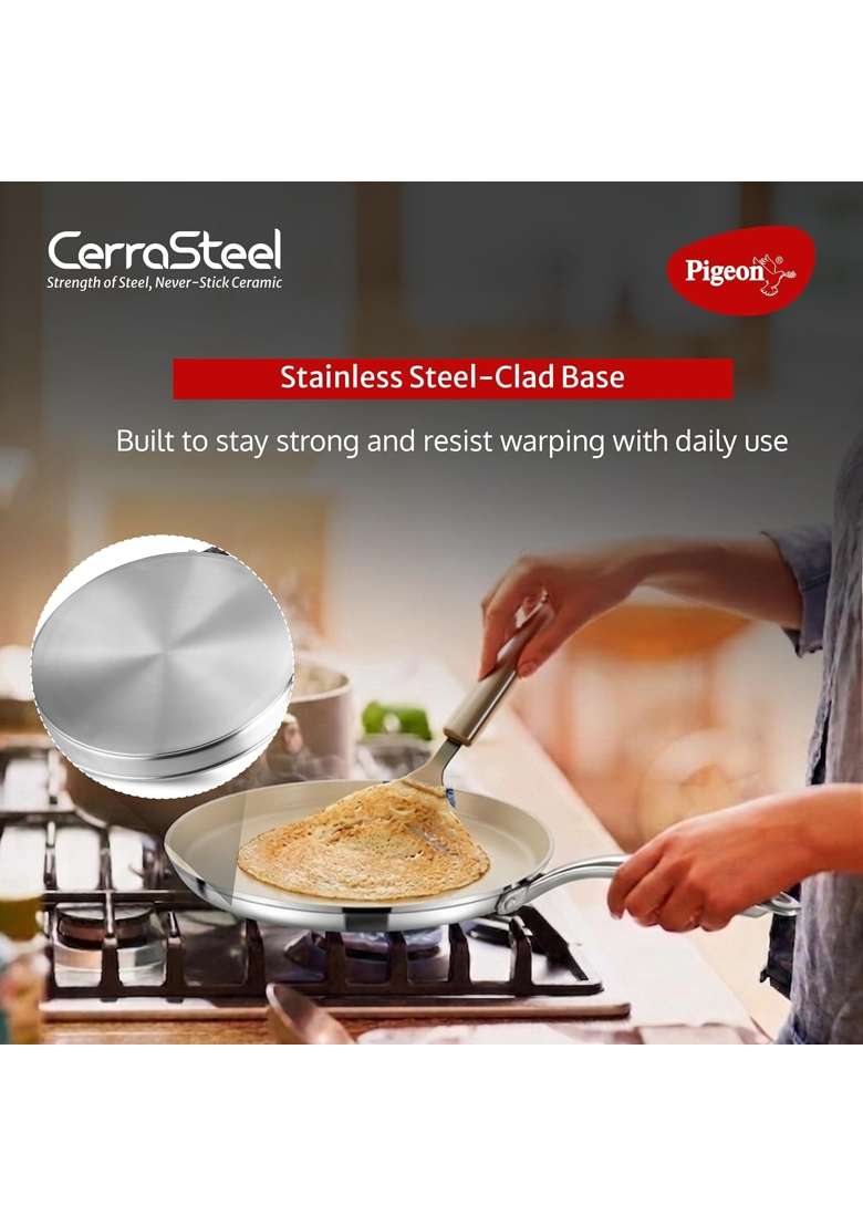 Pigeon Cerrasteel Ceramic Tawa Flat Griddle | 31 cm | 12.2 Inch | Non-Stick - Indya