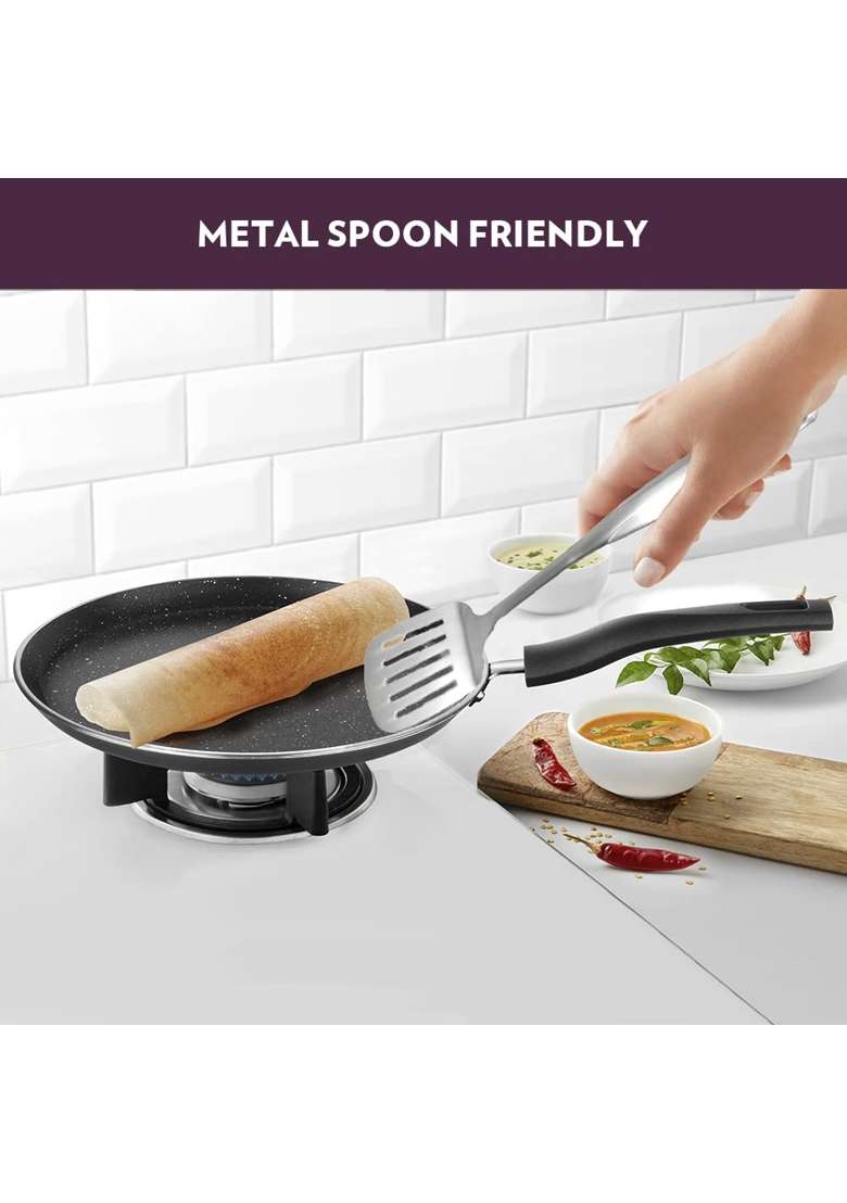 Borosil Granito Non-Stick Aluminium Flat Tawa Flat Griddle | 28 cm | 11 Inch | Induction Compatible - Indya
