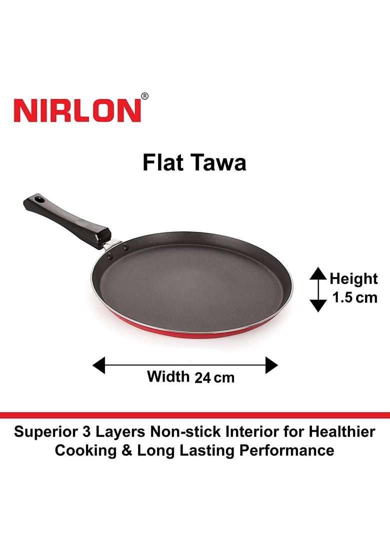 NIRLON Special Non-Stick Aluminium Flat Tawa Flat Griddle | 24 cm | 9.4 Inch - Indya