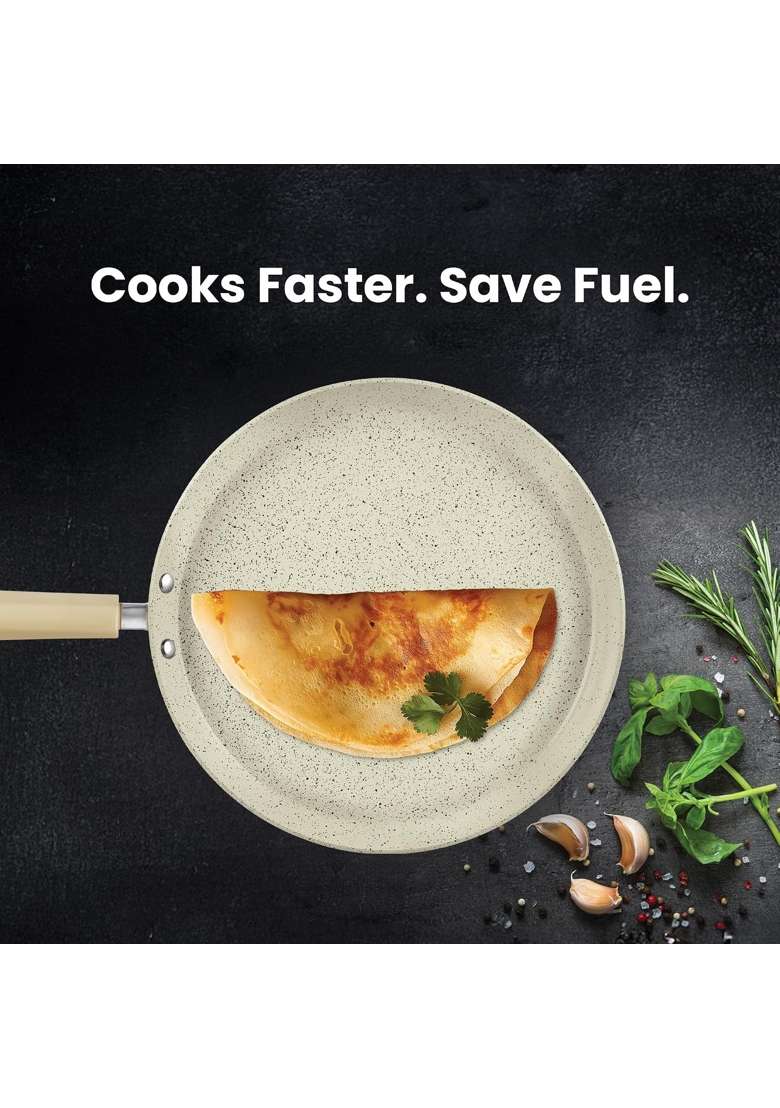 MILTON Pro cook Induction Cookware and Gas Friendly Ceramic Non-Stick Omni Tawa Flat Griddle | 26 cm | 10.2 Inch | PFOA Free - Indya