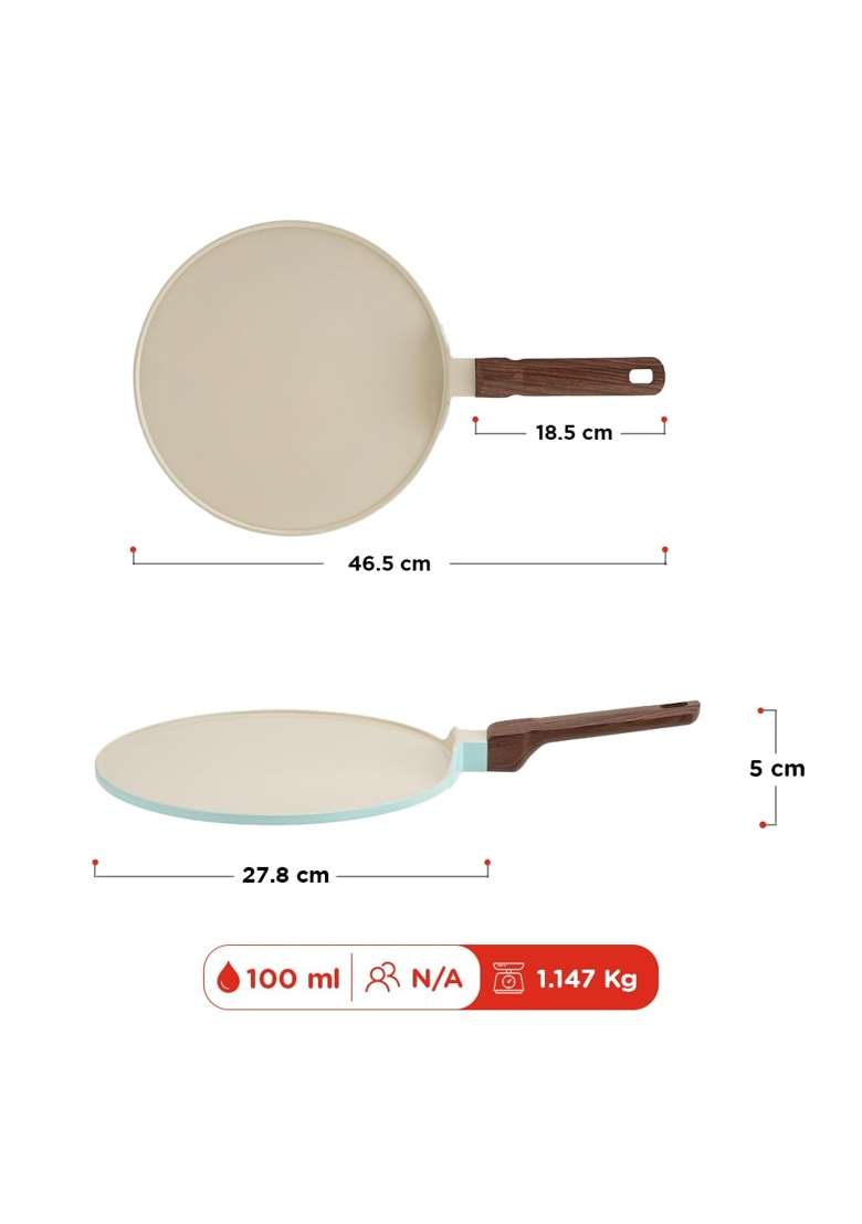 Vinod Ceravit Ceramic Non Stick Dosa Tawa Dosa Pan | 27 cm | 10.6 Inch | Induction Compatible | PFOA Free | Non-Toxic - Indya