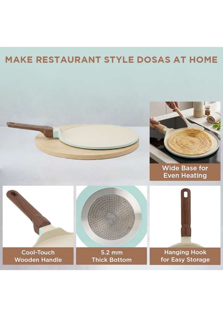 Vinod Ceravit Ceramic Non Stick Dosa Tawa Dosa Pan | 27 cm | 10.6 Inch | Induction Compatible | PFOA Free | Non-Toxic - Indya
