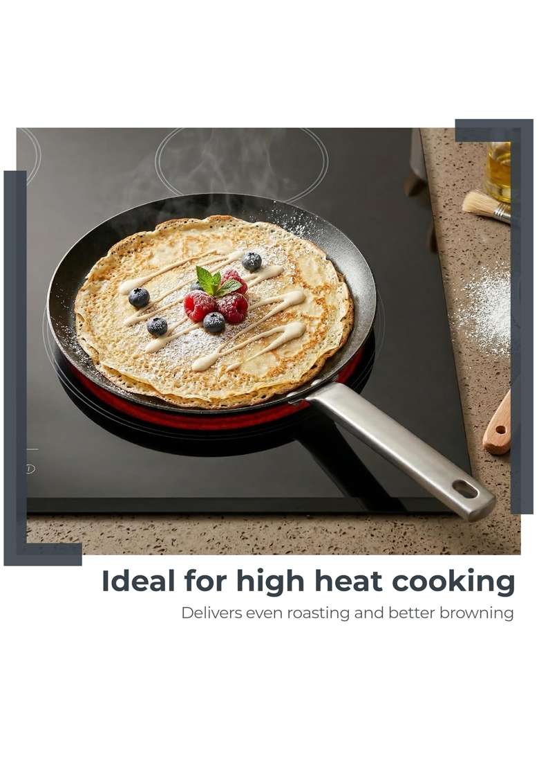 Lifelong Carbon Steel Iron | 26 cm | 10.2 Inch | Induction Compatible | Non-Stick - Indya