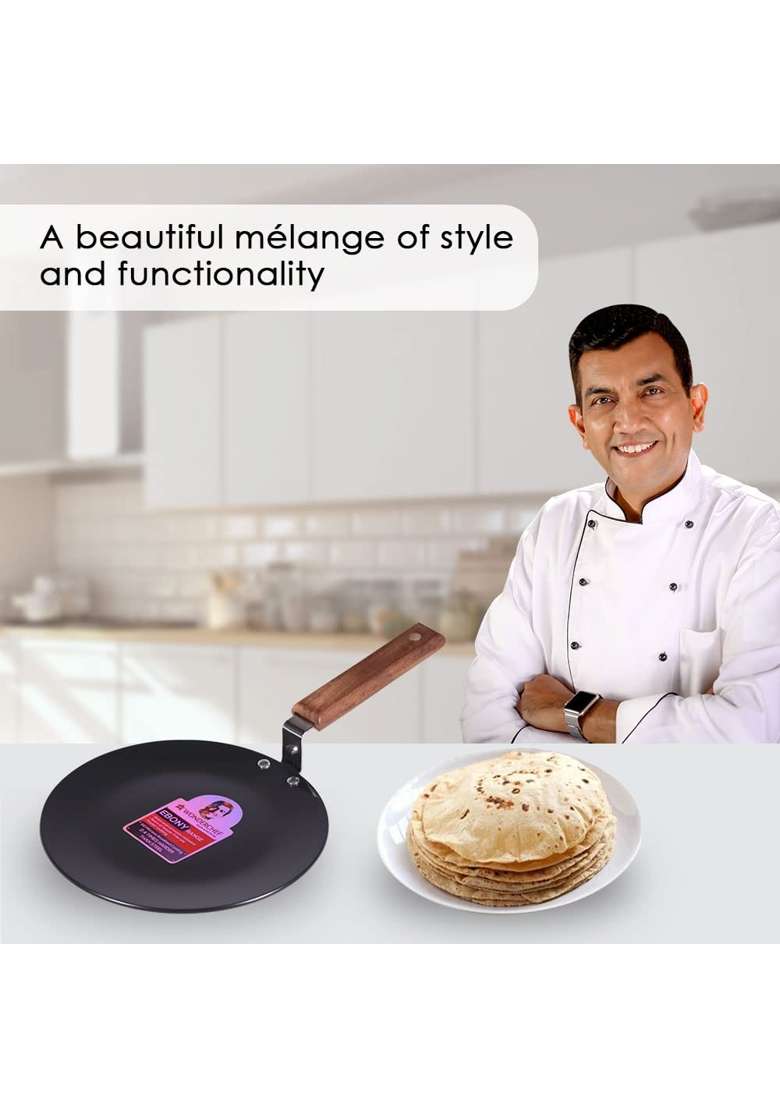 Wonderchef Ebony Roti Tawa Flat Griddle Induction Bottom | 26 cm | 10.2 Inch | Non-Stick - Indya