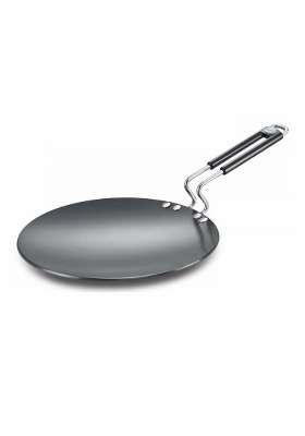Prestige Hard Anodised Plus Cookware Concave Tawa Flat Griddle Black | 28.5 cm | 11.2 Inch | Induction Compatible