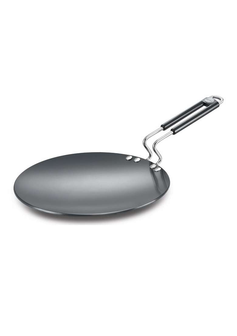 Prestige Hard Anodised Plus Cookware Concave Tawa Flat Griddle Black | 28.5 cm | 11.2 Inch | Induction Compatible - Indya