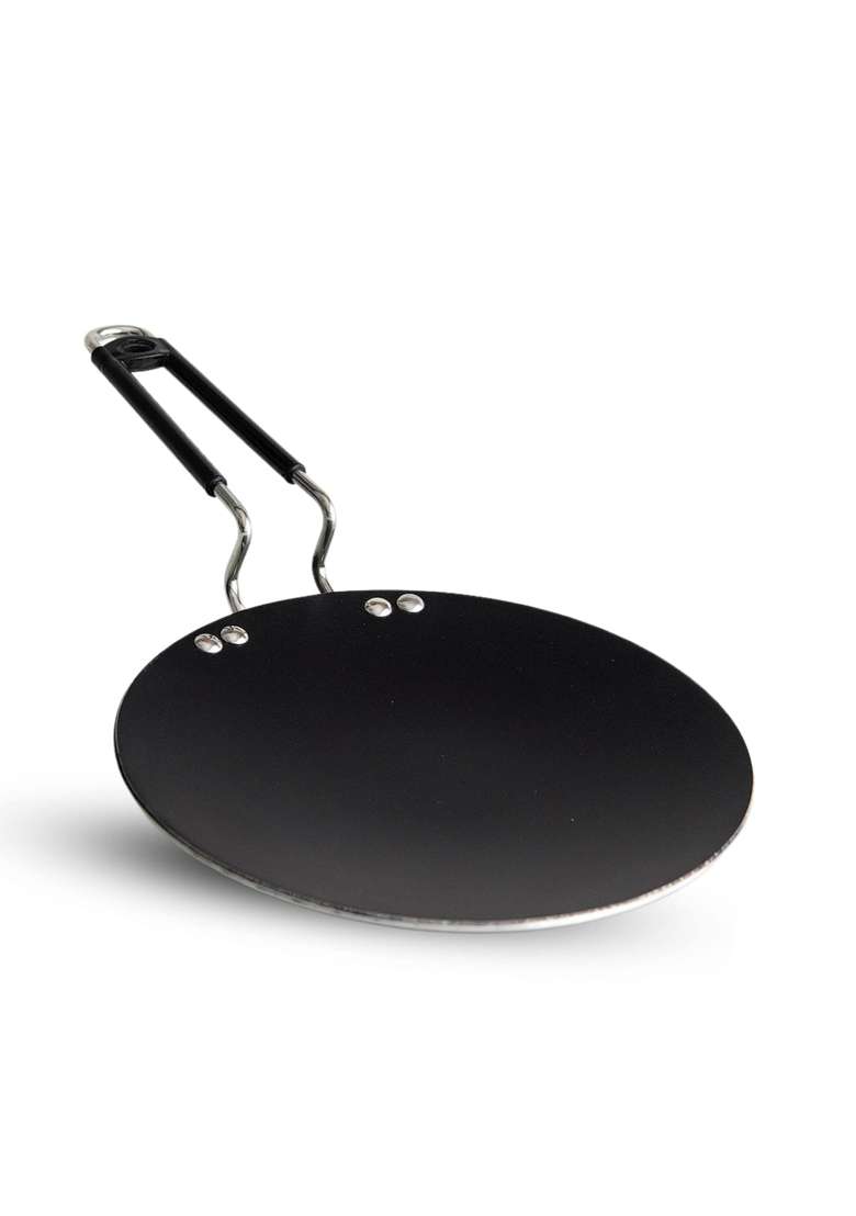 Black Magnum Basics IBTE-5 Hard Anodised Concave Tawa Flat Griddle Diameter | 23 cm | 9.1 Inch | Induction Compatible | Non-Stick - Indya