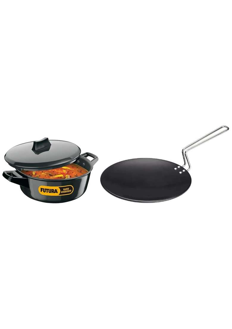 Hawkins Futura Hard Anodised Tawa Flat Griddle | 3 L | 3.2 Qt | 26 cm | 10.2 Inch - Indya