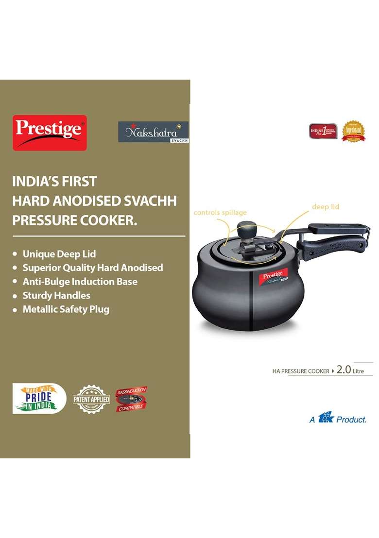 Prestige Svachh | 2 L | 2.1 Qt | 25 cm | 9.8 Inch | Non-Stick - Indya