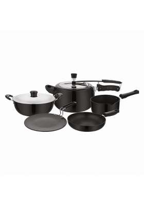 Chakmak Signature Hard Anodised Cookware Pcs | 3 L | 3.2 Qt | 24 cm | 9.4 Inch | 6-Piece Set | PFOA Free | With Lid