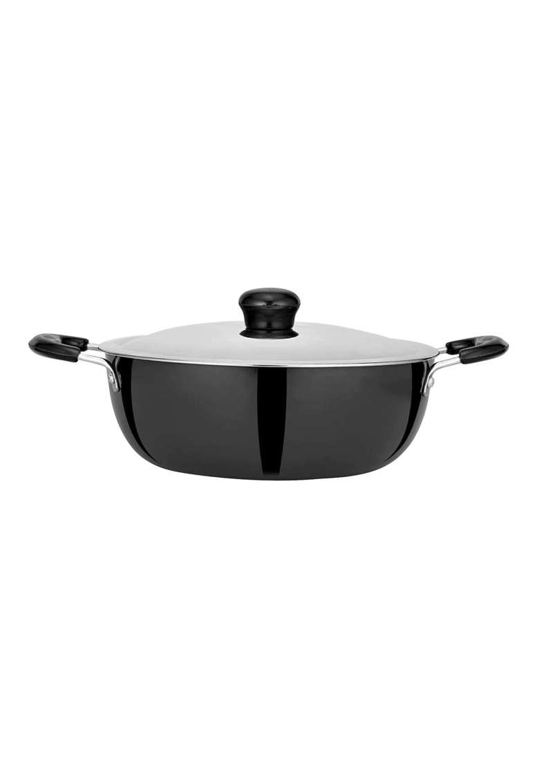 Chakmak Signature Hard Anodised Cookware Pcs | 3 L | 3.2 Qt | 24 cm | 9.4 Inch | 6-Piece Set | PFOA Free | With Lid - Indya