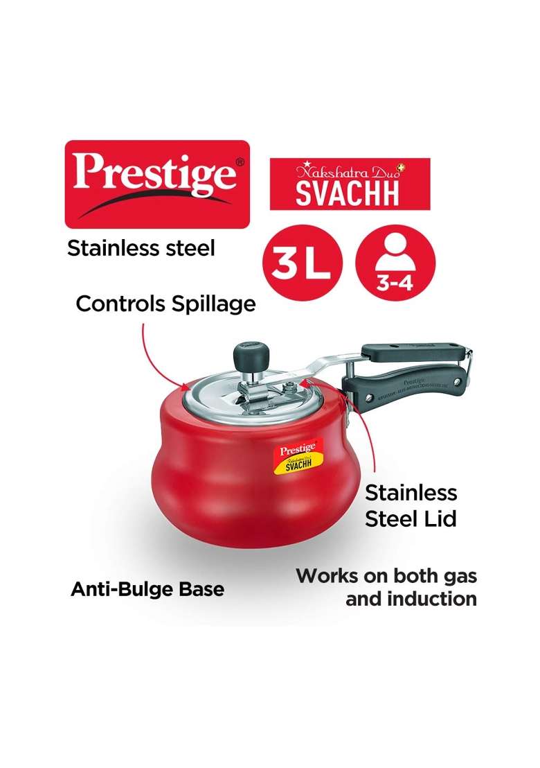 Prestige Svachh | 3 L | 3.2 Qt | Induction Compatible - Indya