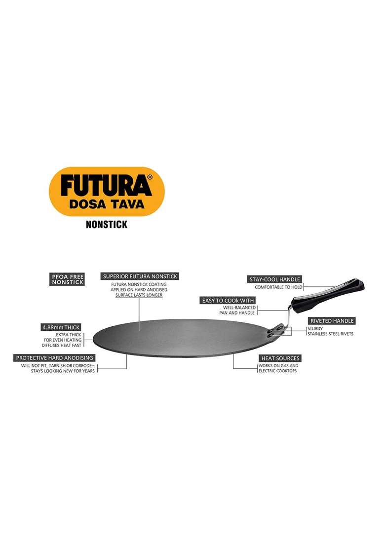 Hawkins Futura Non Stick Dosa Tawa Dosa Pan | 1.5 L | 1.6 Qt | 33 cm | 13 Inch - Indya