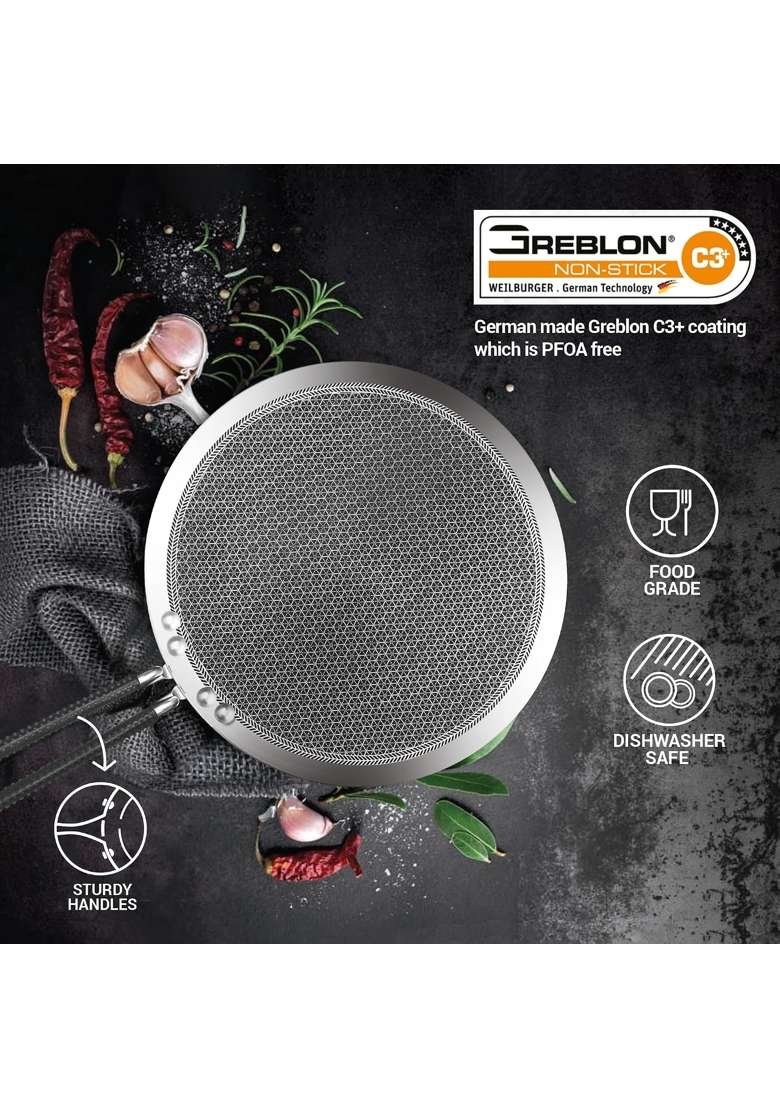 MILTON Pro cook Induction Cookware and Gas Stove Friendly Triply Hexa Tech Stainless Steel | 26 cm | 10.2 Inch | Non-Stick - Indya