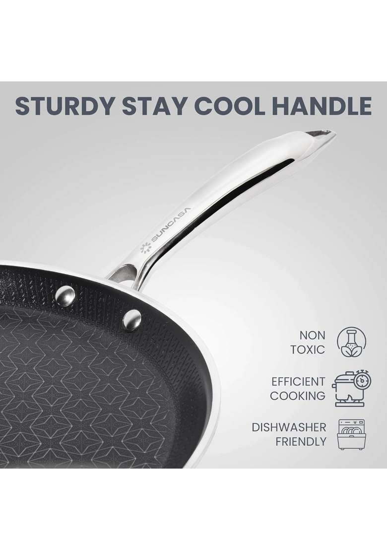 SUNCASA Mitrix Plus 304 Food Grade Triply Stainless Steel Dosa Tawa Dosa Pan with Ceramic Coating | 32 cm | 12.6 Inch | Non-Toxic - Indya