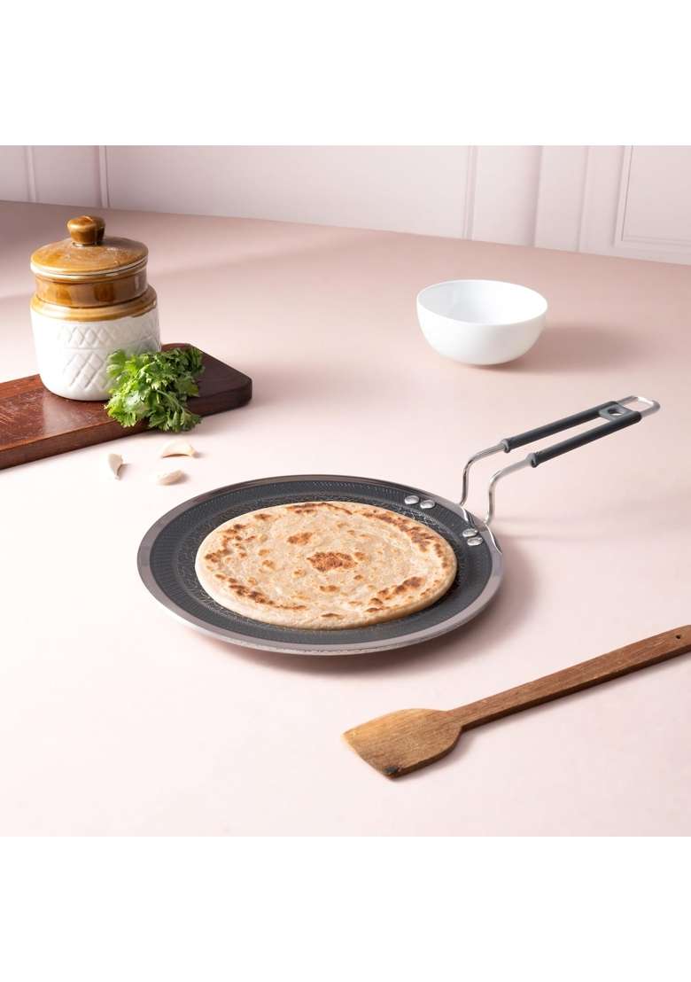 SUNCASA Mitrix Plus 304 Food Grade Triply Stainless Steel Roti Tawa Flat Griddle with Ceramic Coating | 25 cm | 9.8 Inch | PFOA Free | Non-Toxic - Indya