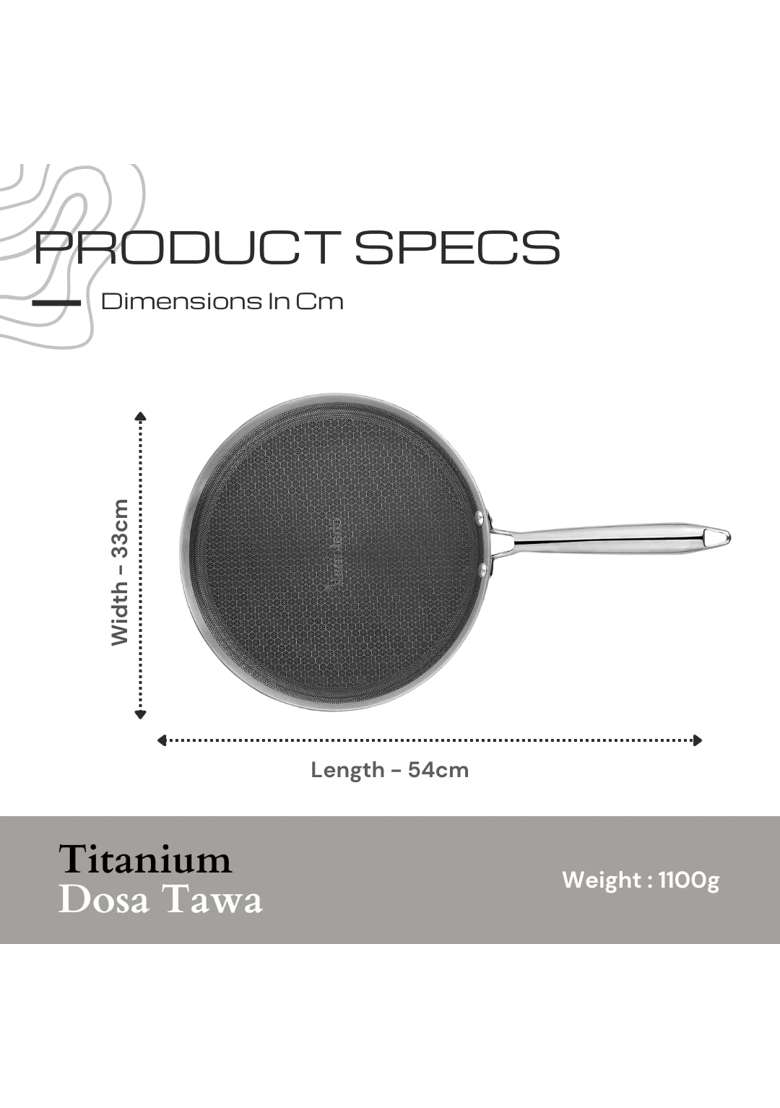 Chakmak Titanium Trio Triply Stainless Steel Dosa Tawa Dosa Pan | 33 cm | 13 Inch | Induction Compatible - Indya
