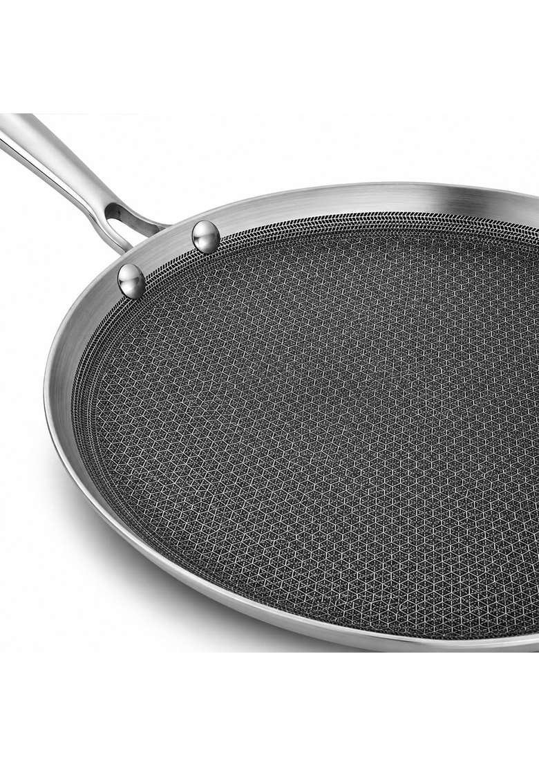 Chakmak Titanium Trio Triply Stainless Steel Dosa Tawa Dosa Pan | 33 cm | 13 Inch | Induction Compatible - Indya