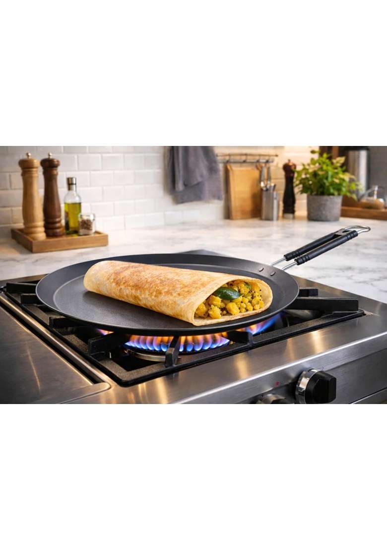 BARTN Pure Iron Tawa Flat Griddle Diameter for Roti | 12 Inch | Induction Compatible | Non-Toxic - Indya