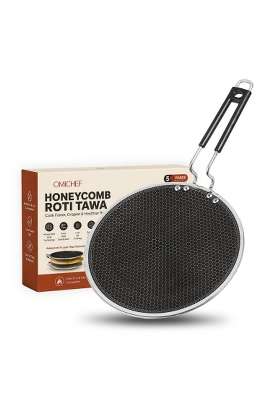 Omichef Triply Honey Comb Roti Tawa Flat Griddle Chapati Tawa with Stick Resistant Coating | Induction Compatible | Heavy Bottom