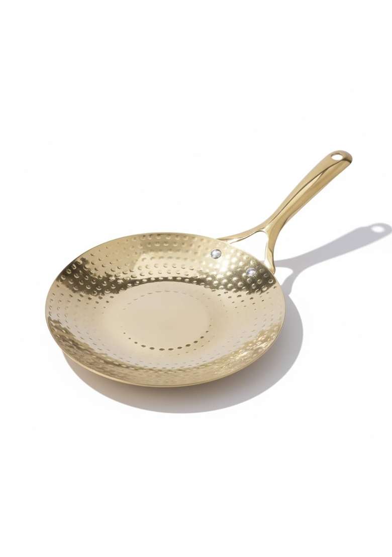 P-TAL P TAL Brass Roti Tawa Flat Griddle 10 | 25.4 cm | 10 Inch | Non-Toxic | Insulated - Indya