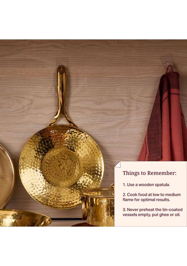 P-TAL P TAL Brass Roti Tawa Flat Griddle 10 | 25.4 cm | 10 Inch | Non-Toxic | Insulated - Indya