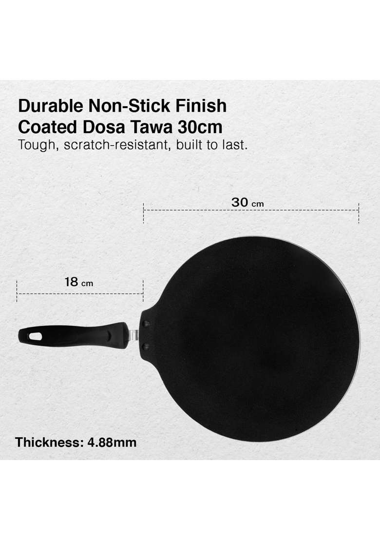 Prestige TTK OMG DLX Induction Base Non-Stick Aluminium Flat Dosa Tawa Dosa Pan | 30 cm | 11.8 Inch - Indya
