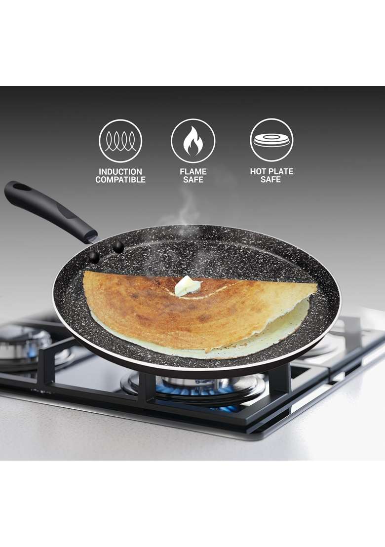 MILTON Pro cook Induction Cookware and Gas Stove Friendly Granito Omni Dosa Tawa Dosa Pan | 24 cm | 9.4 Inch | Non-Stick - Indya