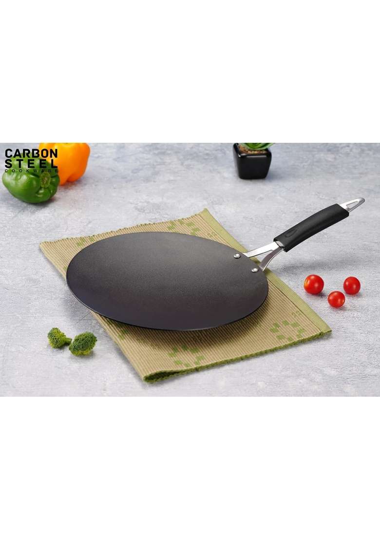 Sumeet Super Smooth Pre Seasoned Carbon Steel | 25 cm | 9.8 Inch | Induction Compatible | Non-Stick - Indya