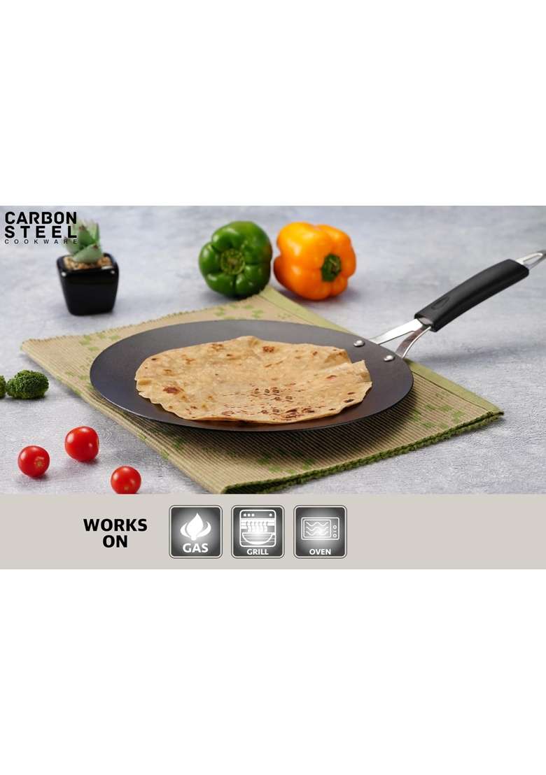 Sumeet Super Smooth Pre Seasoned Carbon Steel | 25 cm | 9.8 Inch | Induction Compatible | Non-Stick - Indya