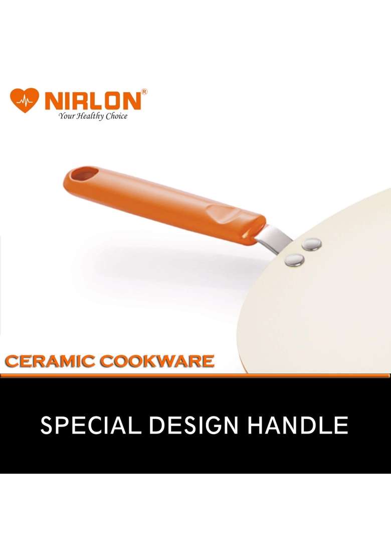 NIRLON Ceramic Cooking Concave Roti Tawa Flat Griddle | 26 cm | 10.2 Inch | Induction Compatible | Non-Stick - Indya