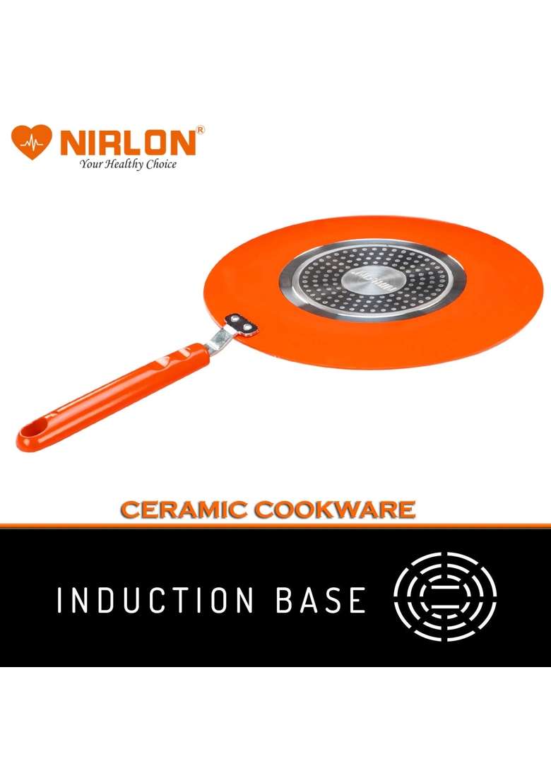 NIRLON Ceramic Cooking Concave Roti Tawa Flat Griddle | 26 cm | 10.2 Inch | Induction Compatible | Non-Stick - Indya