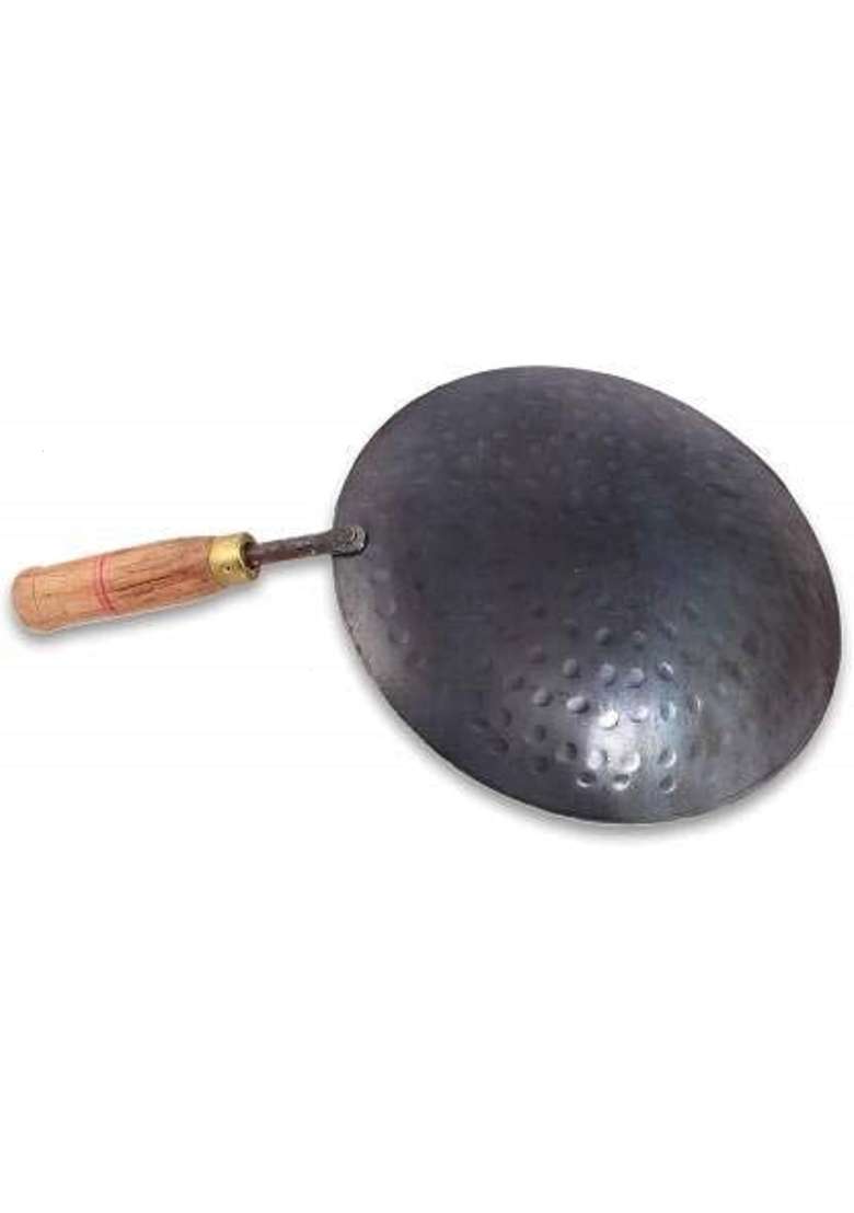Nutlase Traditional Pure Iron Concave Roti Tawa Flat Griddle Deep Bottom Frying Multipurpose Iron | 23.5 cm | 9.3 Inch - Indya