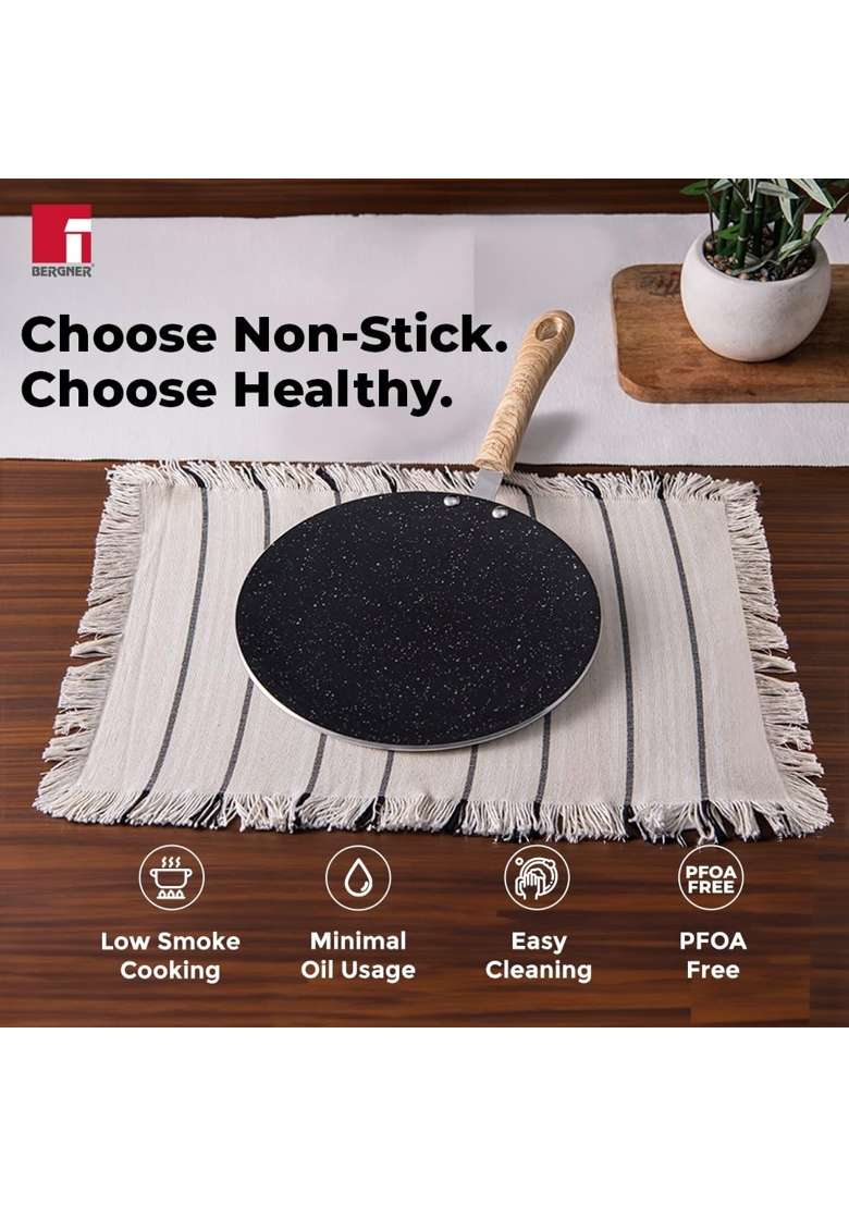 BERGNER Bellini Plus Aura 5-Layer Non-Stick Roti Tawa Flat Griddle | 28 cm | 11 Inch | Induction Compatible | PFOA Free | Food Safe - Indya