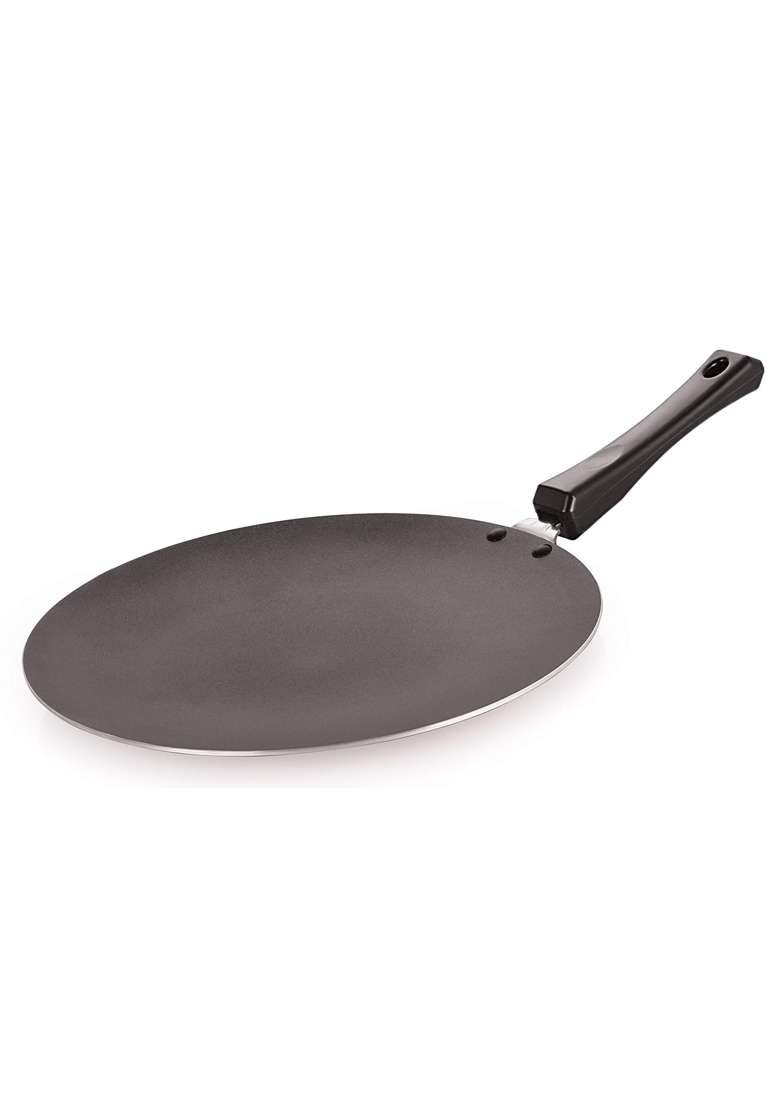 NIRLON Gas Stove Compatible Aluminum Non Stick Concave Roti Tawa Flat Griddle | 27.5 cm | 10.8 Inch - Indya