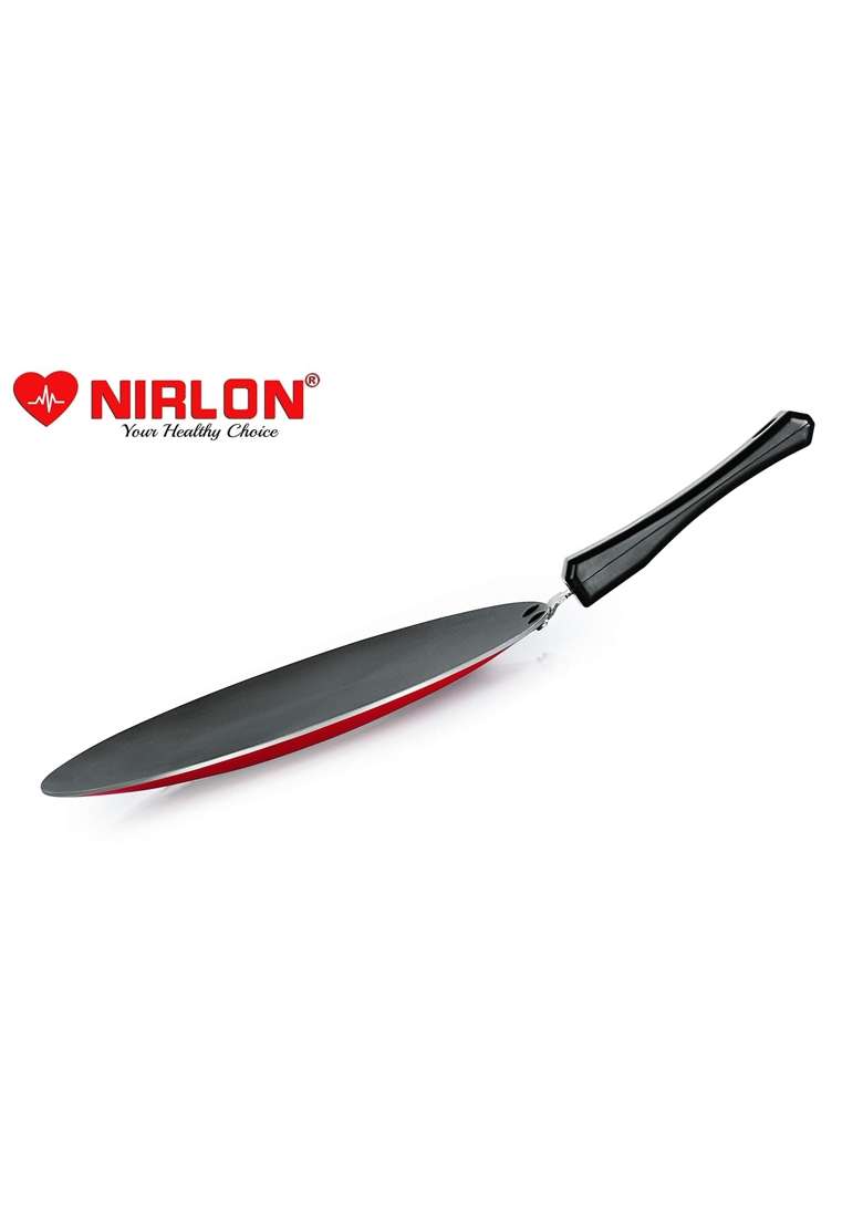 NIRLON Gas Stove Compatible Aluminum Non Stick Concave Roti Tawa Flat Griddle | 27.5 cm | 10.8 Inch - Indya