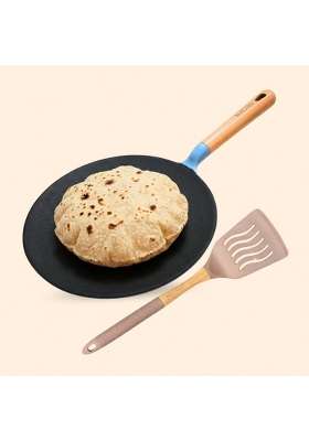 MACclite SeasNamel Cast Iron Concave Tawa Flat Griddle Roti Dosa Dia | 26 cm | 10.2 Inch | Non-Stick