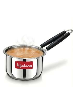 Lifelong Stainless Steel Heavy Bottom Saucepan | 1.5 L | 1.6 Qt | 17 cm | 6.7 Inch | Induction Compatible