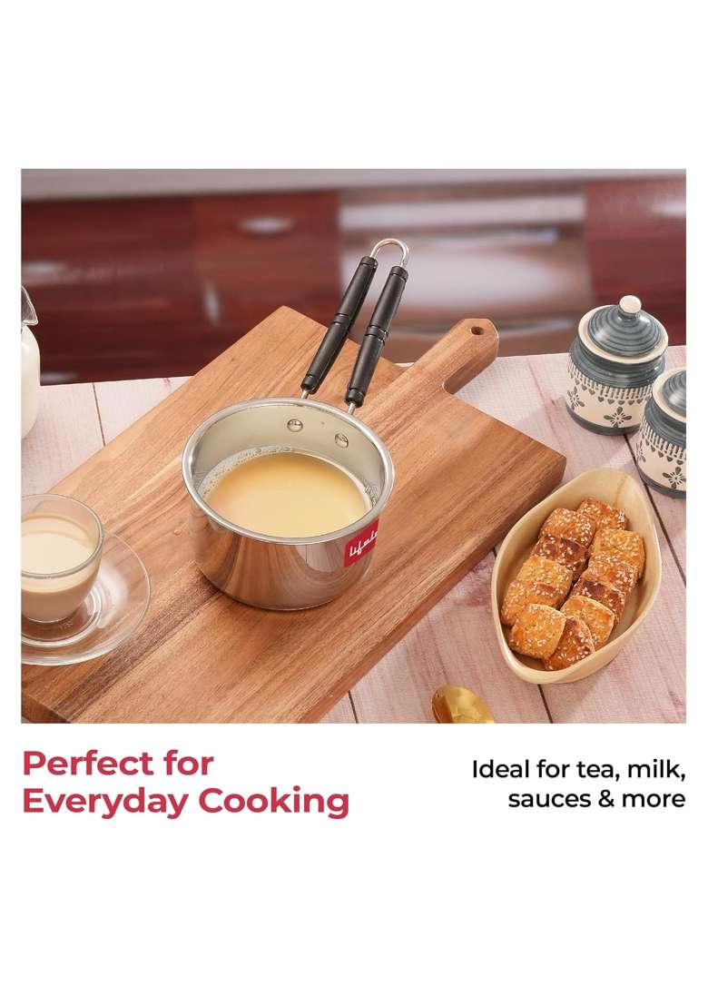 Lifelong Stainless Steel Heavy Bottom Saucepan | 1.5 L | 1.6 Qt | 17 cm | 6.7 Inch | Induction Compatible - Indya