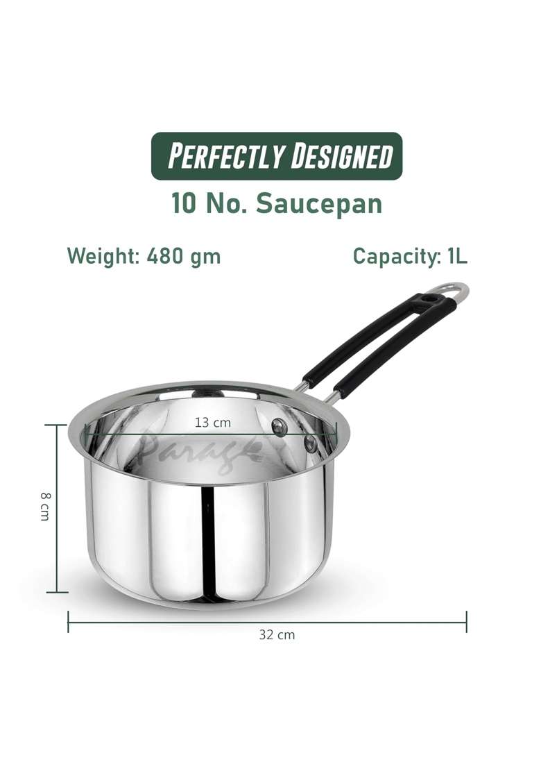 Parage Stainless Steel Sauce Pan | 1 L | 1.1 Qt | Induction Compatible - Indya