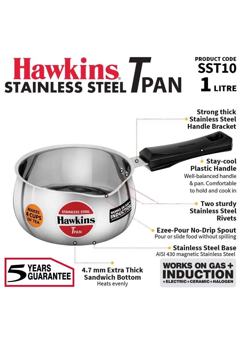 Hawkins Tpan Stainless Steel Tea Pan | 1 L | 1.1 Qt | Induction Compatible - Indya