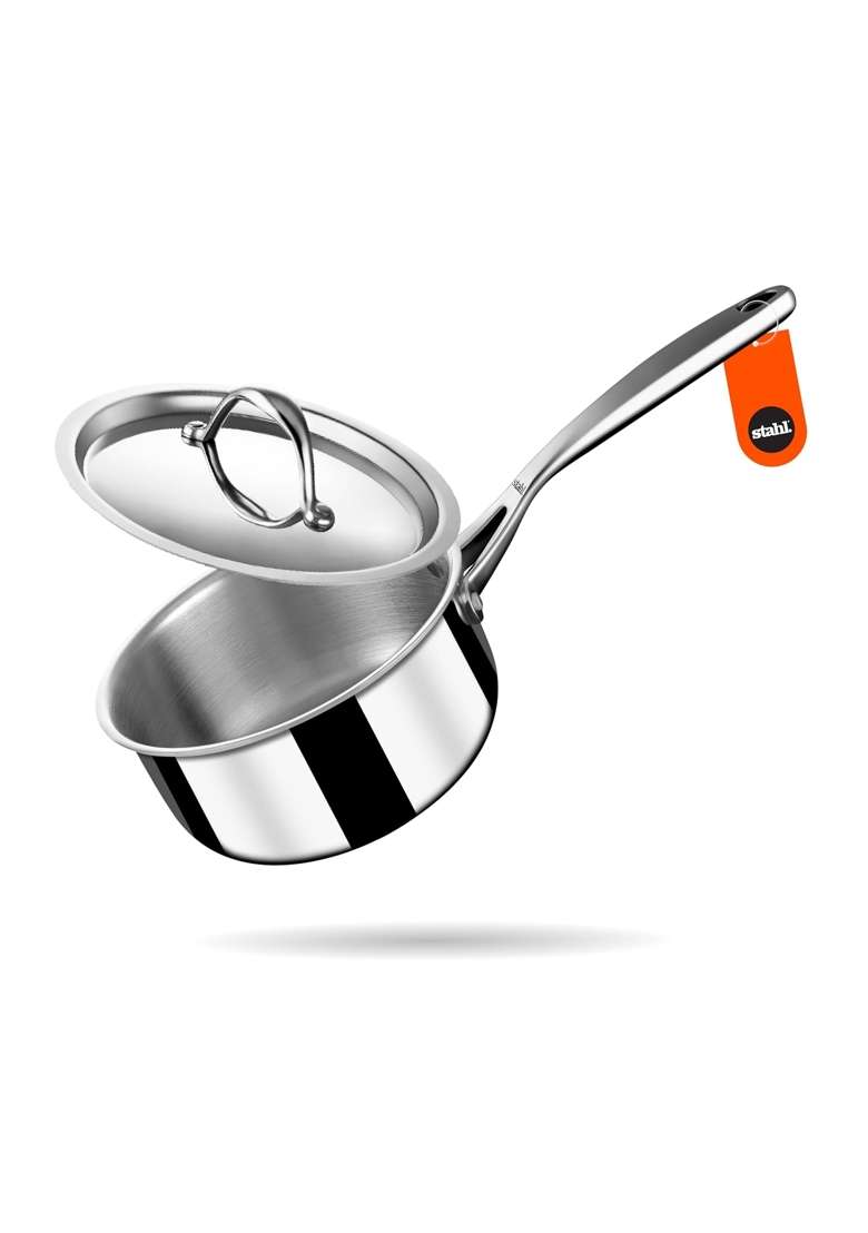 stahl Artisan Triply Stainless Steel Tea Pan with Lid | 2 L | 2.1 Qt | 18 cm | 7.1 Inch | Induction Compatible - Indya